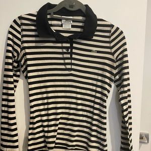 Lacoste Black and White Striped Long Sleeve Top